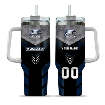 personalized georgia southern eagles arrow armor blue black curved tumbler best selling.webp