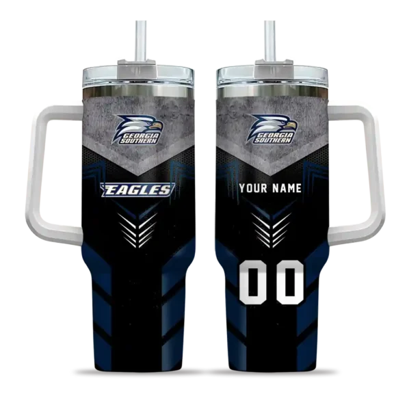 personalized georgia southern eagles arrow armor blue black curved tumbler best selling.webp
