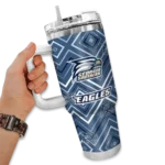personalized georgia southern eagles bold diamonds blue curved tumbler best selling.webp