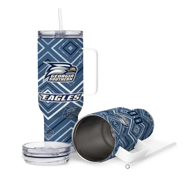 personalized georgia southern eagles bold diamonds blue curved tumbler high quality.webp