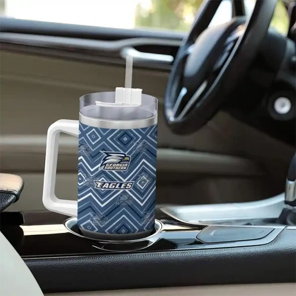 personalized georgia southern eagles bold diamonds blue curved tumbler trendy.webp