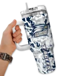 personalized georgia southern eagles camo mashup blue white curved tumbler best selling.webp