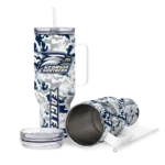 personalized georgia southern eagles camo mashup blue white curved tumbler best selling.webp