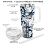 personalized georgia southern eagles camo mashup blue white curved tumbler best selling.webp