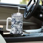 personalized georgia southern eagles camo mashup blue white curved tumbler best selling.webp
