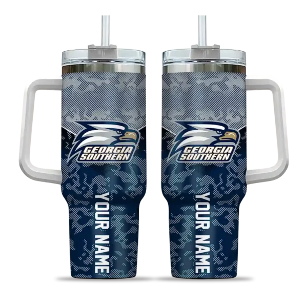 personalized georgia southern eagles chevron stripe blue curved tumbler best selling.webp