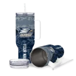 personalized georgia southern eagles chevron stripe blue curved tumbler best selling.webp