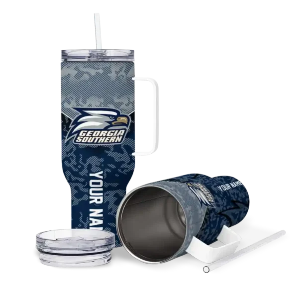 personalized georgia southern eagles chevron stripe blue curved tumbler high quality.webp