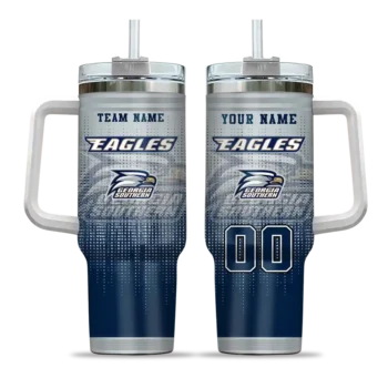personalized georgia southern eagles gradient dots blue curved tumbler best selling.webp