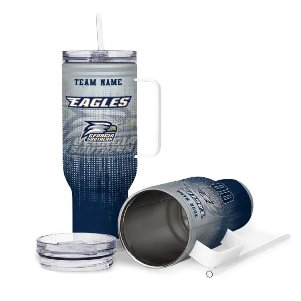 personalized georgia southern eagles gradient dots blue curved tumbler high quality.webp