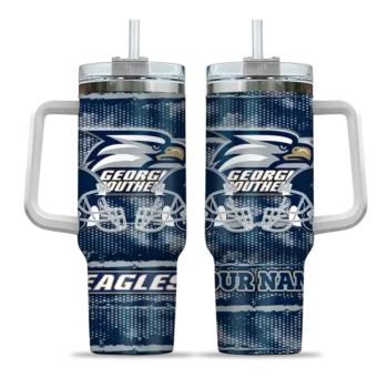 personalized georgia southern eagles honey streaks blue curved tumbler best selling.webp