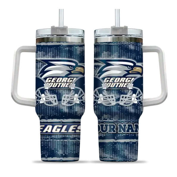personalized georgia southern eagles honey streaks blue curved tumbler best selling.webp