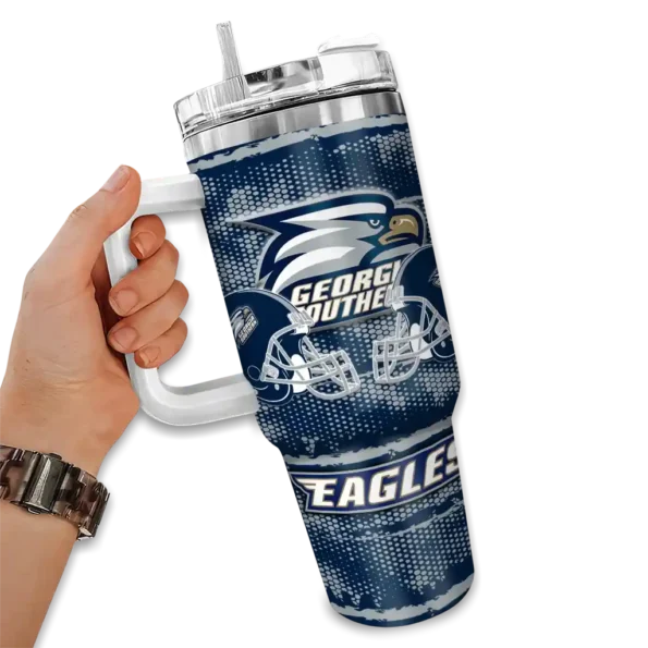 personalized georgia southern eagles honey streaks blue curved tumbler fashion forward.webp