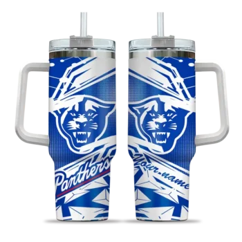 personalized georgia state panthers abstract paths blue curved tumbler best selling.webp