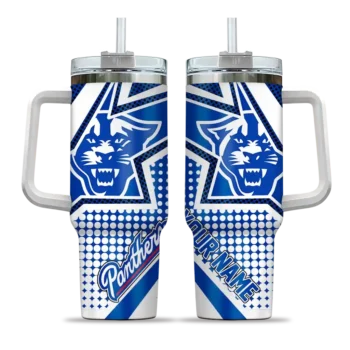 personalized georgia state panthers arrow burst blue curved tumbler best selling.webp