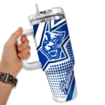 personalized georgia state panthers arrow burst blue curved tumbler best selling.webp