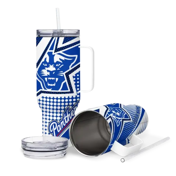 personalized georgia state panthers arrow burst blue curved tumbler high quality.webp