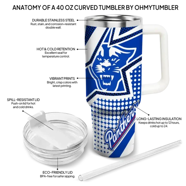 personalized georgia state panthers arrow burst blue curved tumbler new arrival.webp