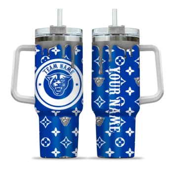 personalized georgia state panthers bullseye drips blue curved tumbler best selling.webp