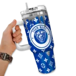 personalized georgia state panthers bullseye drips blue curved tumbler best selling.webp