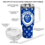 personalized georgia state panthers bullseye drips blue curved tumbler best selling.webp