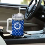 personalized georgia state panthers bullseye drips blue curved tumbler best selling.webp
