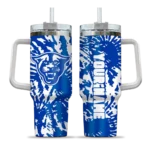 personalized georgia state panthers burst swirl blue curved tumbler best selling.webp