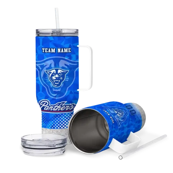 personalized georgia state panthers geometric prism blue curved tumbler high quality.webp