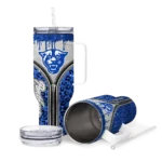 personalized georgia state panthers leopard zipper blue curved tumbler best selling.webp