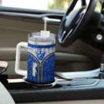 personalized georgia state panthers leopard zipper blue curved tumbler best selling.webp