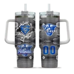 personalized georgia state panthers superman shield blue gray curved tumbler best selling.webp