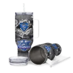 personalized georgia state panthers superman shield blue gray curved tumbler best selling.webp