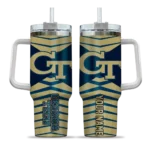 personalized georgia tech yellow jackets chevron layers gold curved tumbler best selling.webp