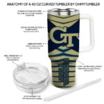 personalized georgia tech yellow jackets chevron layers gold curved tumbler best selling.webp