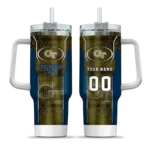 personalized georgia tech yellow jackets hexagon armor gold curved tumbler best selling.webp