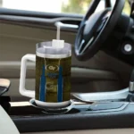personalized georgia tech yellow jackets hexagon armor gold curved tumbler best selling.webp