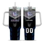 personalized gonzaga bulldogs arrow armor blue black curved tumbler best selling.webp