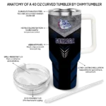 personalized gonzaga bulldogs arrow armor blue black curved tumbler best selling.webp