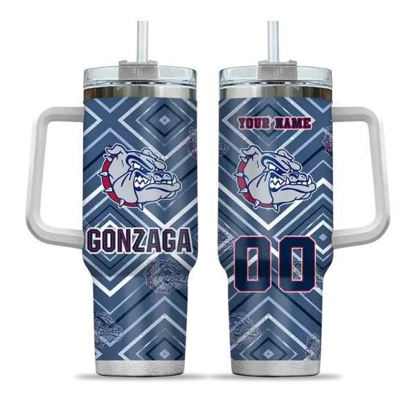 personalized gonzaga bulldogs bold diamonds blue curved tumbler best selling.webp