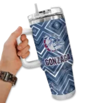 personalized gonzaga bulldogs bold diamonds blue curved tumbler best selling.webp