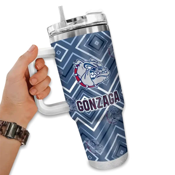 personalized gonzaga bulldogs bold diamonds blue curved tumbler fashion forward.webp