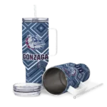 personalized gonzaga bulldogs bold diamonds blue curved tumbler best selling.webp