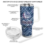 personalized gonzaga bulldogs bold diamonds blue curved tumbler best selling.webp
