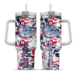 personalized gonzaga bulldogs camo mashup blue white curved tumbler best selling.webp