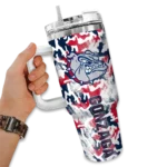 personalized gonzaga bulldogs camo mashup blue white curved tumbler best selling.webp