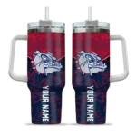 personalized gonzaga bulldogs chevron stripe blue curved tumbler best selling.webp