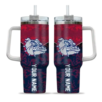 personalized gonzaga bulldogs chevron stripe blue curved tumbler best selling.webp