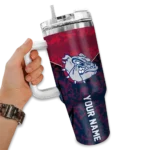 personalized gonzaga bulldogs chevron stripe blue curved tumbler best selling.webp