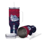 personalized gonzaga bulldogs chevron stripe blue curved tumbler best selling.webp
