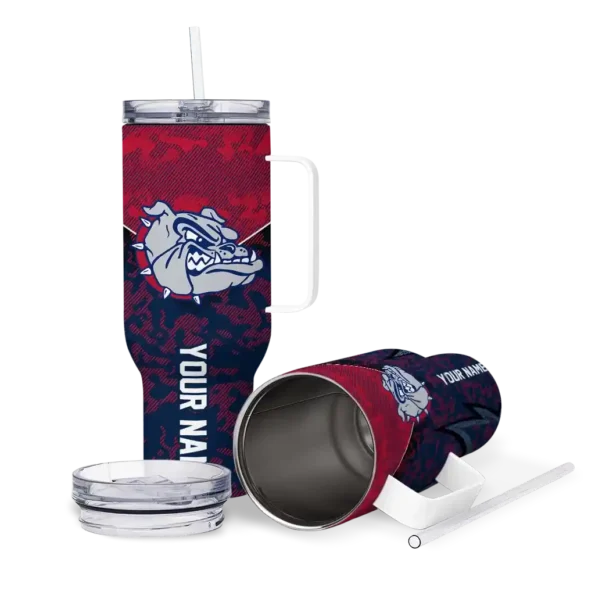 personalized gonzaga bulldogs chevron stripe blue curved tumbler high quality.webp